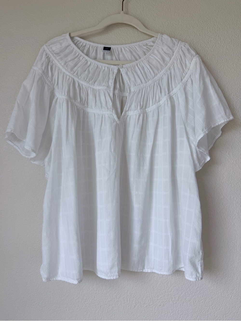 Old Navy Calla Lily White Dobby Flutter Sleeve Peasant Blouse XXL